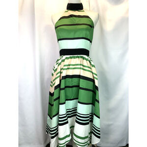 NWT Anthropologie Candymint Halter Dress by Troubadour sz 6 green black white